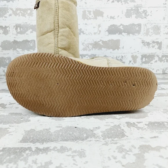 Lam Cream Suede Round Toe Fur Winter Boots V744 - Picture 8 of 12